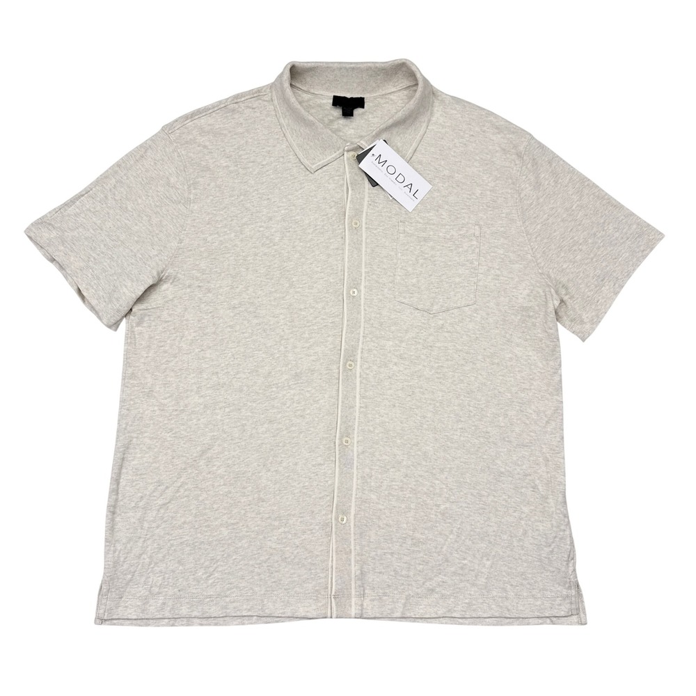 Magaschoni Polo Shirt Mens Size XL Oatmeal Heather Stretch Modal‎ Casual NEW